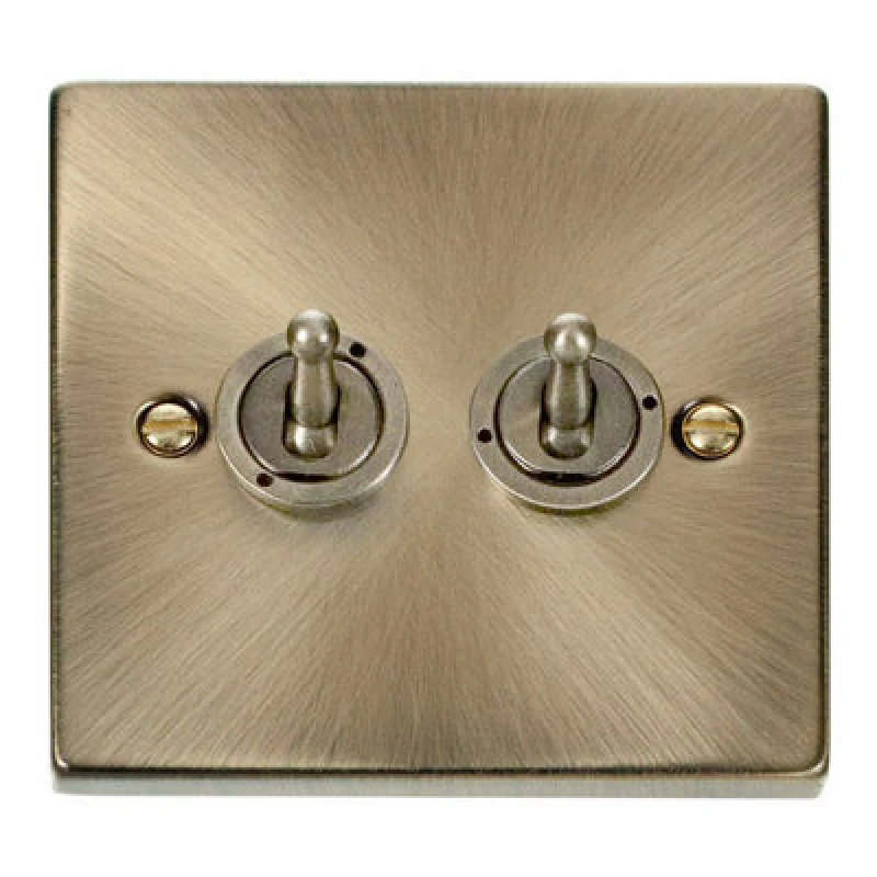 Image of SE Home Antique Brass 2 Gang 2 Way 10AX Toggle Light Switch Gold unisex
