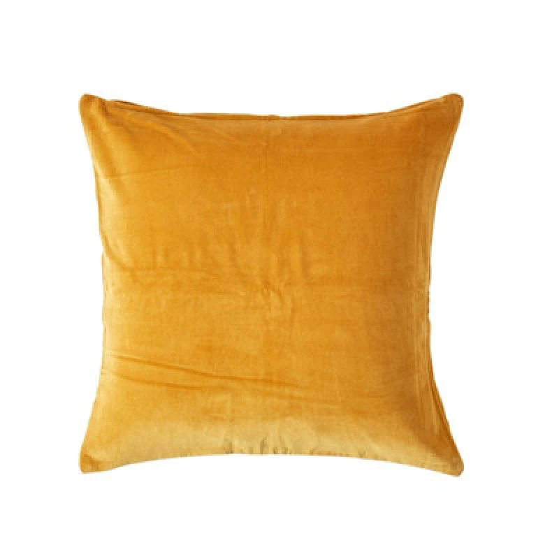 Image of Homescapes Mustard Velvet Cushion Cover, 40 X 40 Cm