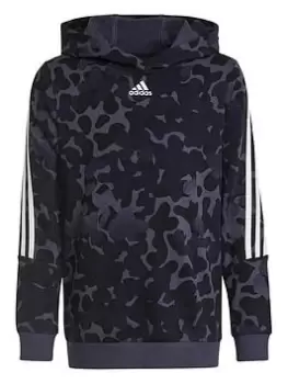 Image of adidas Future Icons Junior Boys 3 Stripe Gradient Overhead Hoody, Dark Blue, Size 7-8 Years