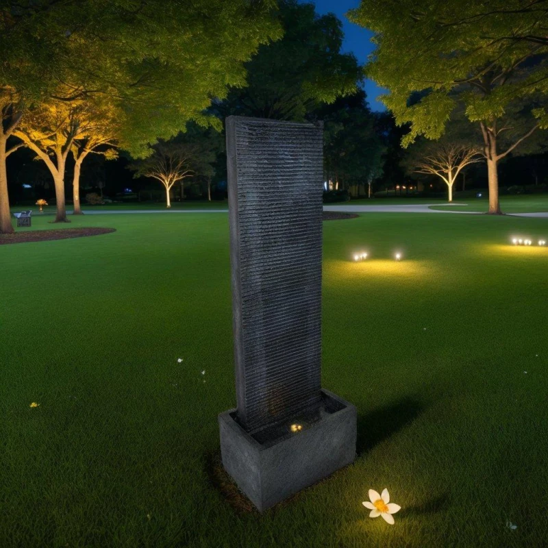 Image of Linea Studio Solar Waterfall Water Feature Anthracite unisex One Size