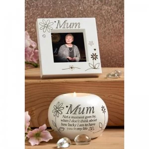 Image of Said With Sentiment Mum Frame & Tea Light Scented Candle Set