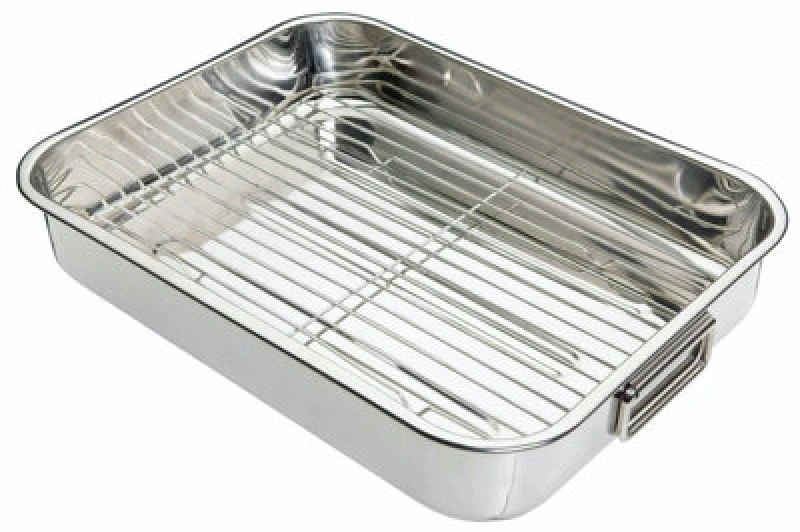 Image of Kitchencraft Stainless Steel Roasting Pan with Rack 43x31x7cm Silver