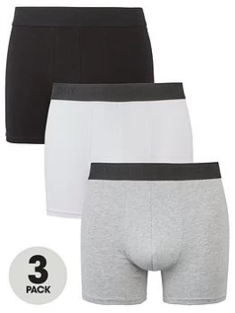 Image of Superdry Multi Triple Pack Boxers - Black/White/Grey, Black/Grey/White Size M Men