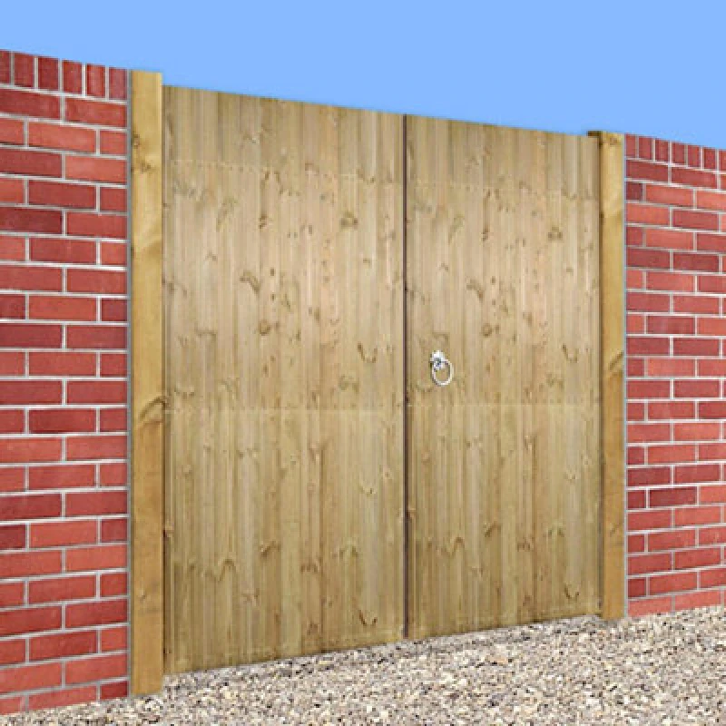 Image of Burbage Iron Craft Carlo Double Driveway Timber Gate 1800mm Wide (71") X 1800mm High (71") Pressure Treated & Tanalised