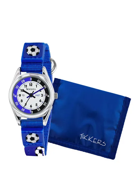 Image of Tikkers Tikkers Kids Blue Football Time Teacher Watch and Wallet Set