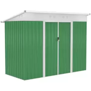 Image of Outsunny Pend Garden Storage Shed w/ Sliding Door Ventilation Window Sloped Roof - Green