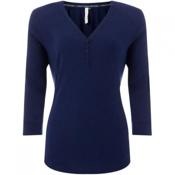 Image of Maison De Nimes Rib Henley ls top - Navy