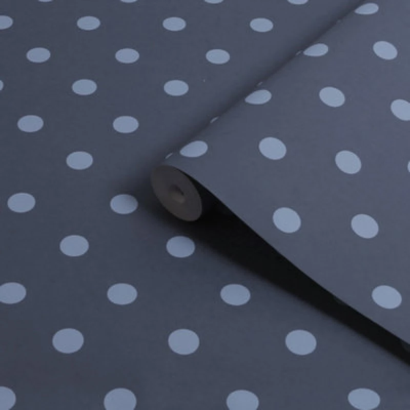 Image of Cath Kidston Button Spot Navy Dotty Wallpaper Wallpaper One Size Blue 71747918000