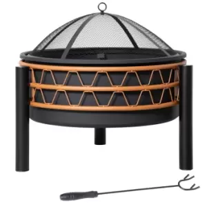Image of Outsunny Outdoor Round Metal Fire Pit (64 x 64 x 58cm) - Black
