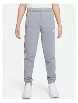 Image of Nike Older Boys Nsw Repeat Logo Tape Jogger - Grey, Size Xs=6-8 Years