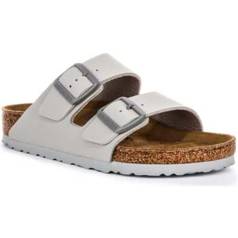 Image of Birkenstock Arizona BS Birko-Flor Unisex Slides Sandals - Stone Coin - Size:UK 5