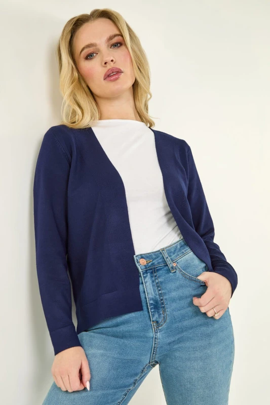 Image of Roman Petite Plain Stretch Cardigan Navy