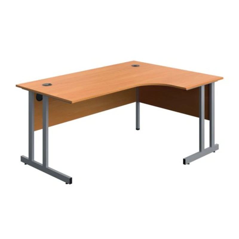 Image of Serrion Twin Upright Right Hand Corner Desk 1600x1200x730mm Beech/Silver KF800232