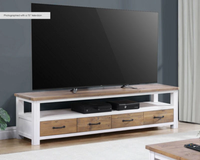 Image of Baumhaus Splash Of White - Large Widescreen Television Cabinet