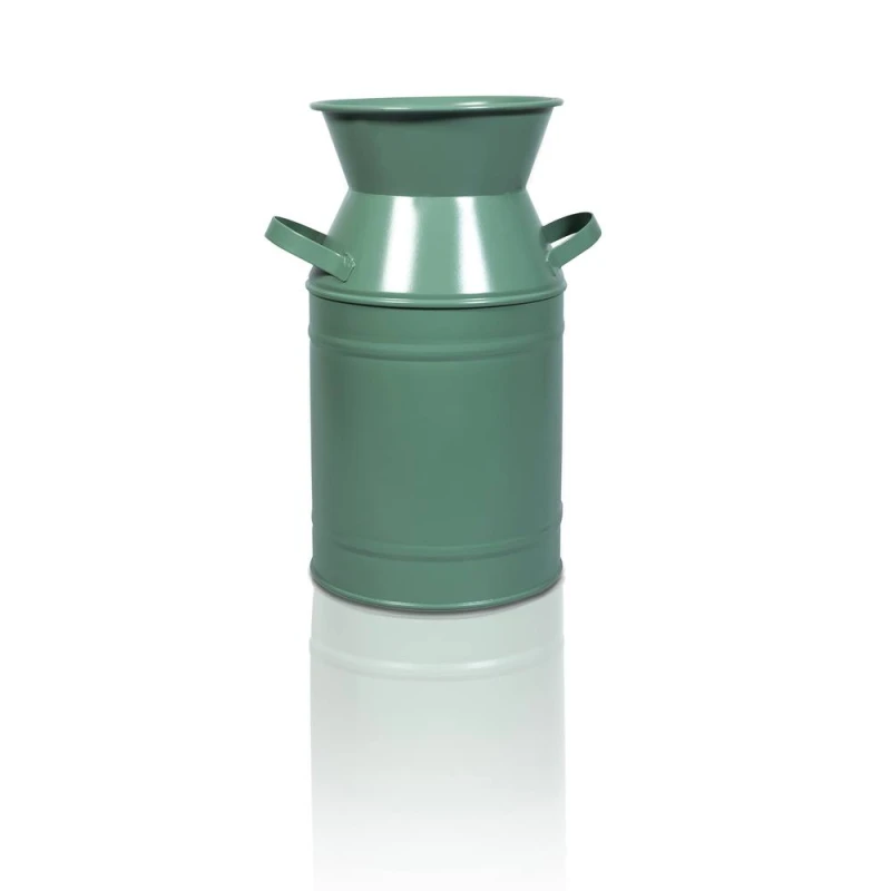 Image of St Helens Vintage Metal Milk Churn Planter Light Green in Olive Olive Unisex