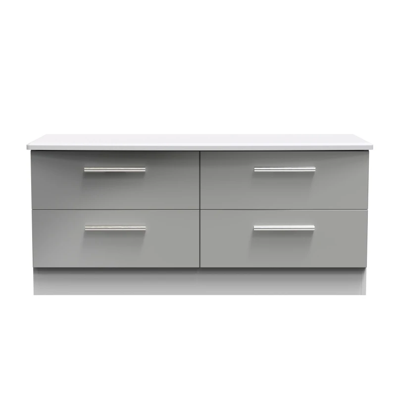 Image of Harrow 4 Drawer Bed Box In Grey Gloss (Ready Assembled)