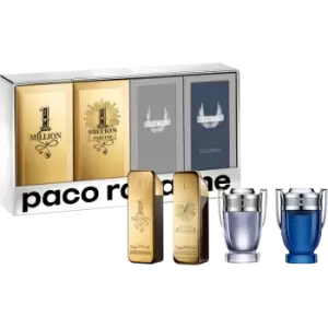 Image of Paco Rabanne Miniature Gift Set 5ml Invictus Eau de Toilette + 5ml Invictus Legend Eau de Parfum + 5ml 1 Million Eau de Toilette + 5ml 1 Million Parfu