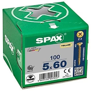 Image of Spax Pz Countersunk Yellox Screws - 5x60mm Pack Of 100