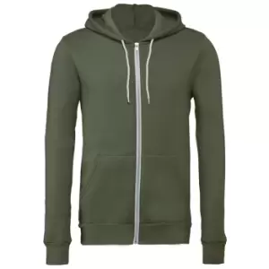 Image of Canvas Unixex Zip-up Polycotton Fleece Hooded Sweatshirt / Hoodie (S) (Military Green)