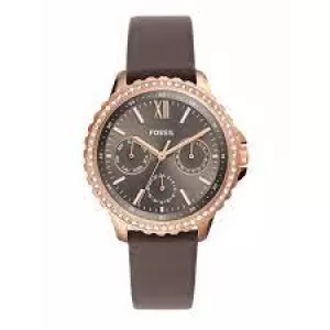 Image of Fossil Womens Izzy Multifunction Leather Watch - Gray