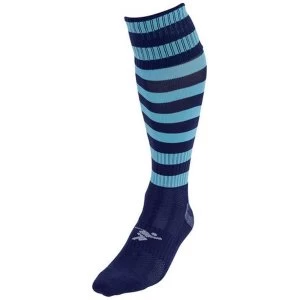 Image of Precision Hooped Pro Football Socks Navy/Sky - UK Size 3-6