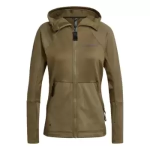 Image of adidas Terrex Tech Flooce Hooded Hiking Fleece Jacket Wom - Green
