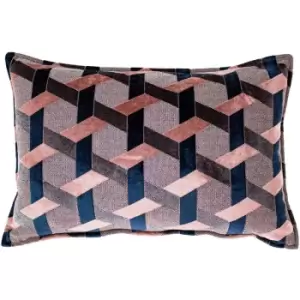 Image of Delano Lattice Cushion Cover (One Size) (Blush Pink/Navy) - Blush Pink/Navy - Paoletti