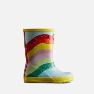 Image of Hunter Kids First Classic Glitter Sky Wellington Boots - Rainbow - UK 7 Toddler