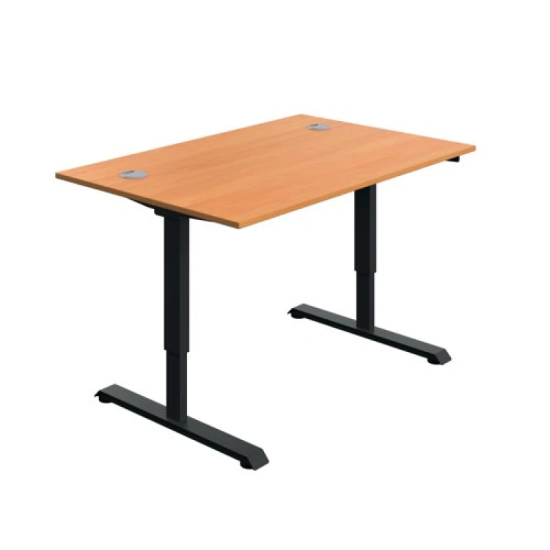 Image of Serrion Single Motor Sit/Stand Desk 1200x800x730-1220mm Beech/Black KF800317