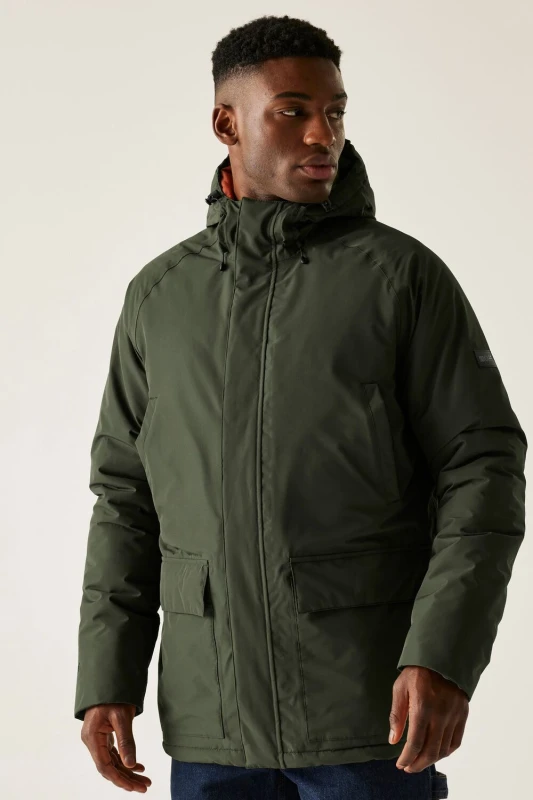 Image of Regatta Regatta Men Savon Hooded Waterproof Breathable Insulated Jacket in Green Size: X-Large Green XL Male 5063516100966