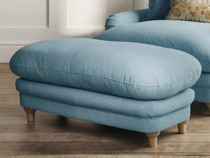 Image of LPD Plumpton Duck Egg Blue Fabric Foot Stool