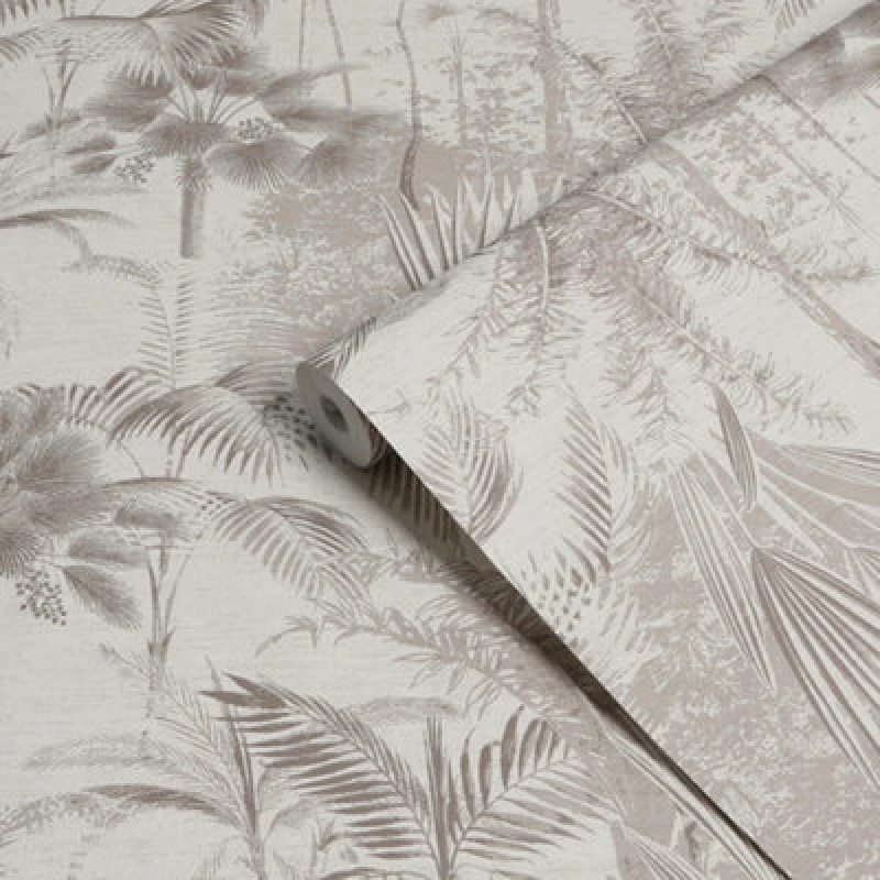 Image of Sublime Patterned Neutral Jungle Embossed Wallpaper