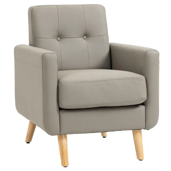 Image of Armchair Upholstered Fireside Chair with Tufted Back for Living Room