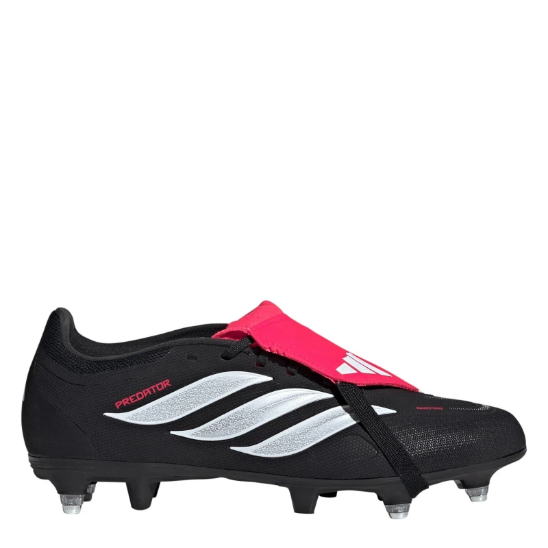 Image of adidas Predator Fold-Over Tongue League Soft Ground Football Boots Mens Black/Red male 6 (39.3)
