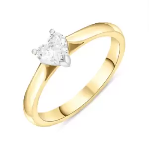 Image of 18ct Yellow Gold 0.42ct Diamond Heart Cut Solitaire Ring