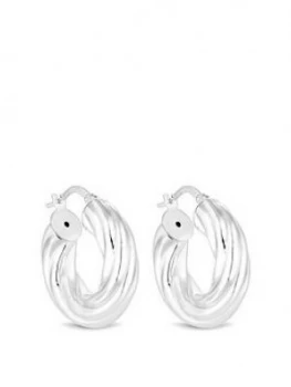 Image of Simply Silver Polished Huggie Twist Tube Hoop Earrings