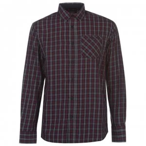 Image of Pierre Cardin Tartan Check Long Sleeve Shirt Mens - Navy/Red/Wht