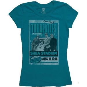 Image of The Beatles - Shea Stadium 1965 Womens Small T-Shirt - Green,Blue