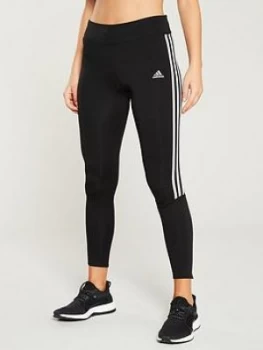 Image of adidas Run 3 Stripe Tight - Black, Size 2Xs, Women