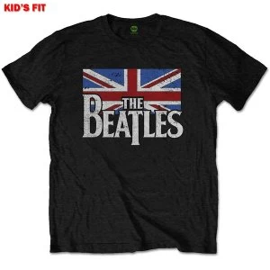 Image of The Beatles - Dop T Logo & Vintage Flag Kids 7 - 8 Years T-Shirt - Black