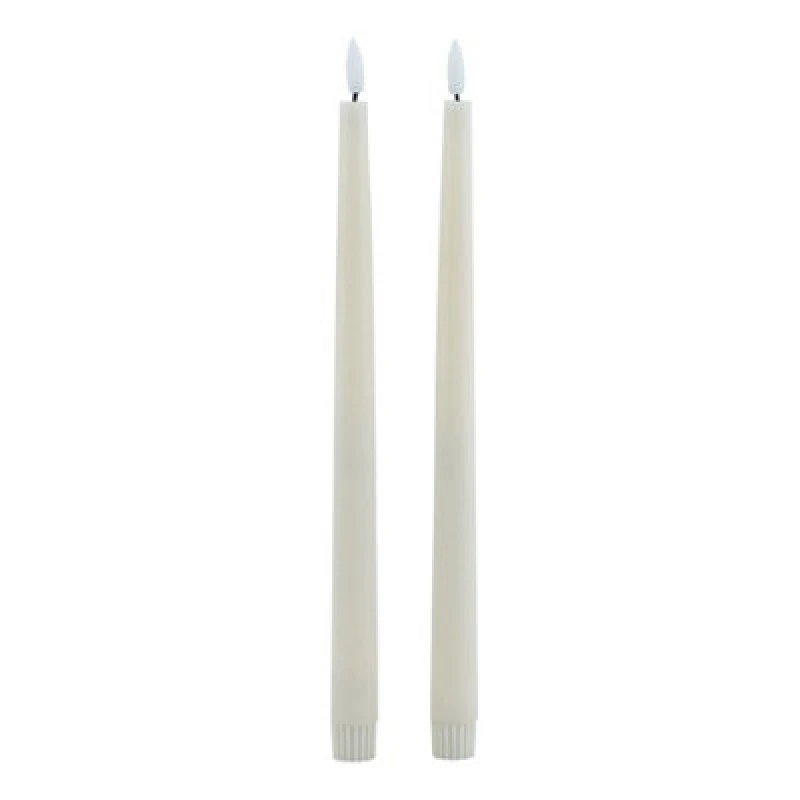 Image of Love Lace S/2 Taupe LED Wax Dinner Candles Taupe