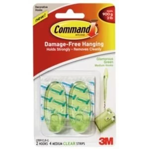 Image of 3M Command Green Plastic Hooks Pack of 2