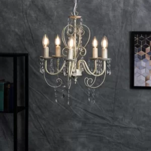 Image of Lille 5 Way Chandelier in Distressed White