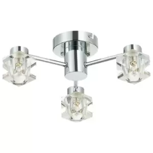 Image of Spring Contemporary Multi Arm Semi Flush Ceiling 3 Light Chrome, Crystal