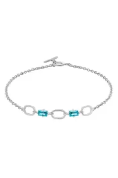 Image of Sterling Silver 925 Aqua Link T Bar Bracelet