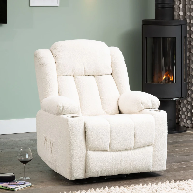 Image of Artemis Home Redding Dual Motor Electric Lift Assist Recliner Chair with Massage & Heat in Cream Cream Unisex