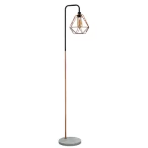 Image of Talisman Black and Copper Floor Lamp With White Marble Base and Coppe