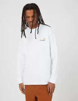Image of Carhartt-WIP American Script Long Sleeve T-Shirt - White