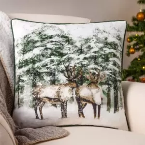 Image of Reindeer Cushion Green / 45 x 45cm / Polyester Filled