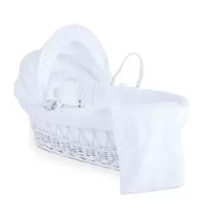 Image of Clair de Lune Broderie Anglaise White Wicker Moses Basket - White